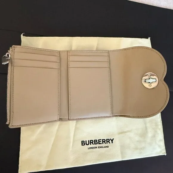 Burberry Women's Chess Hunter Leather Compact Tri-fold Wallet - Picture 8 of 15